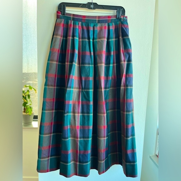 Jos A Bank clothes Midi Plaid skirt vintage retro - Picture 3 of 6
